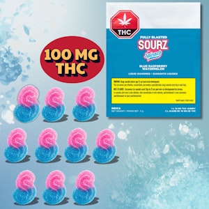 SOURZ by Spinach - 10x1 Fully Blasted Blue Raspberry Watermelon Gummies- Spinach Sourz