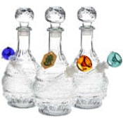 SeshGear | Vintage Decanter Style Glass Water Pipe 14mm f / round lotus / Colours Very