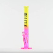 18" Castle Glassworks Straight Tube Glass Bong - Yellow/Pink