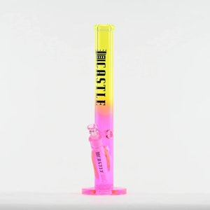 Castle Glassworks - 18" Castle Glassworks Straight Tube Glass Bong - Yellow/Pink