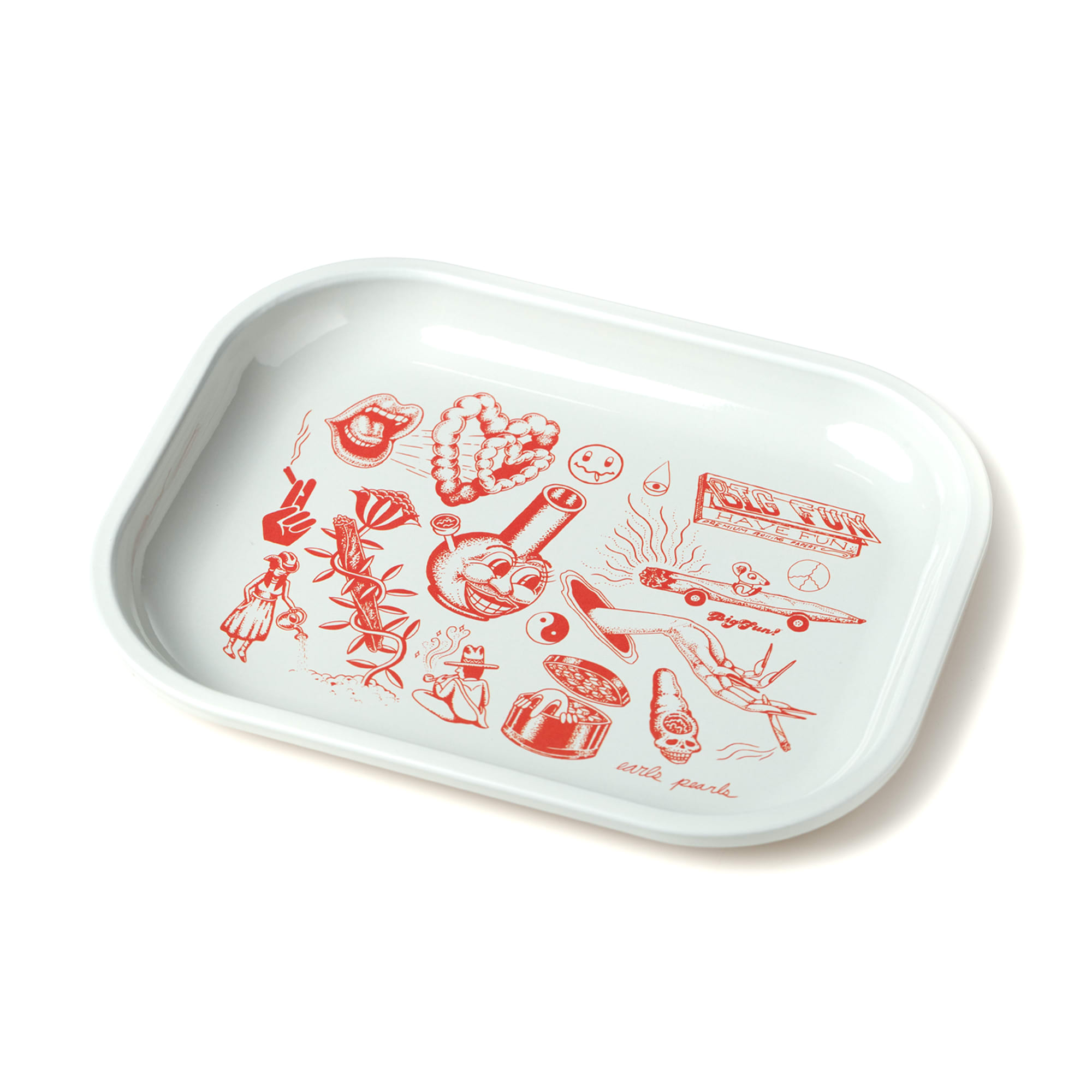BigFun! x Earls Pearls Rolling Tray - Red & White