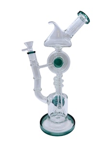 DANK - 12" Recycler 5mm Glass Bong - Thick Borosilicate with Coil Tube Design | Teal