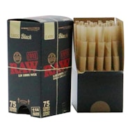 RAW Black 1 1/4" Pre-Rolled Cones | 75-Pack