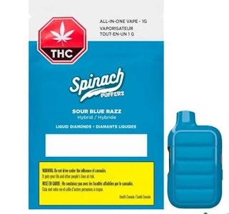 Spinach - Spinach Pufferz Sour Blue Razz Liquid Diamonds 1g Disposable Vape