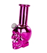 Smoking Cat - 6" Chrome Reaper Skull Edition Mini Glass Bong - Metallic Finish