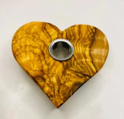 Smoking Cat - Olive Wood Heart Pipe