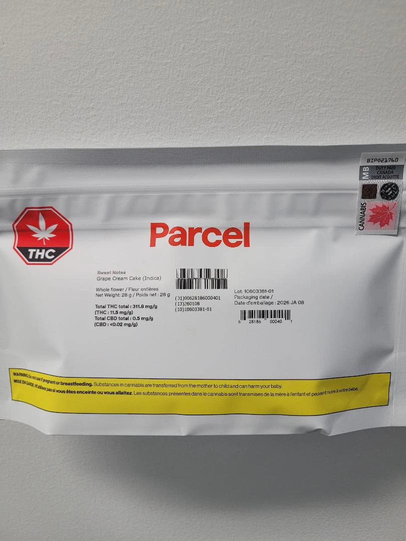 Auxly Ottawa Inc - Parcel Sweet Notes (Grape Cream Cake) 28g Flower Main Image