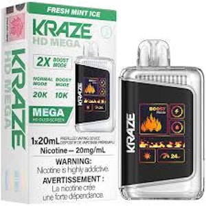 Accessories - Kraze HD Mega Fresh Mint Ice 20k Puffs Disposable Vape
