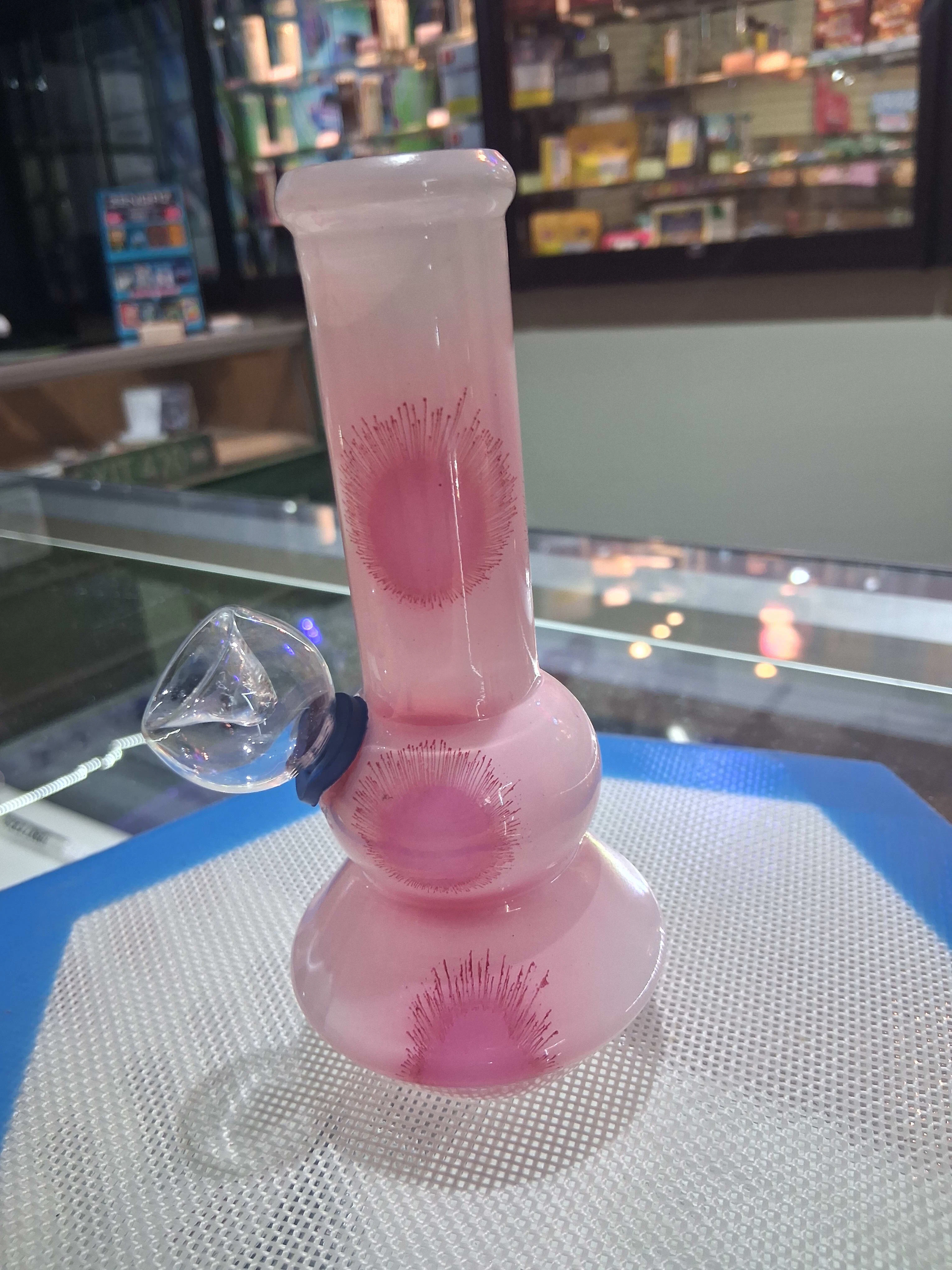 A27 Inc. - PINK 6 inch Glass Bong with Bowl  Purple Wrap Design Main Image