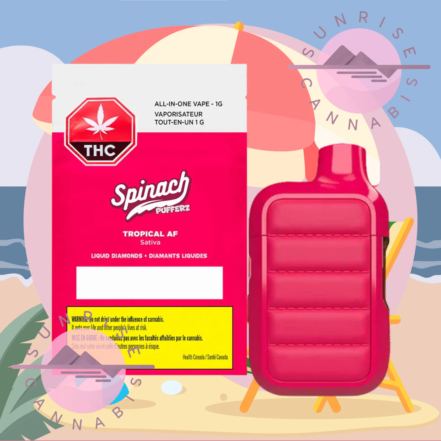 Spinach - PUFFERZ TROPICAL AF DISPO - SPINACH - 1G Main Image