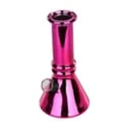 6in Lume Beaker Mini Glass Bong Metallic Finish (Pink)