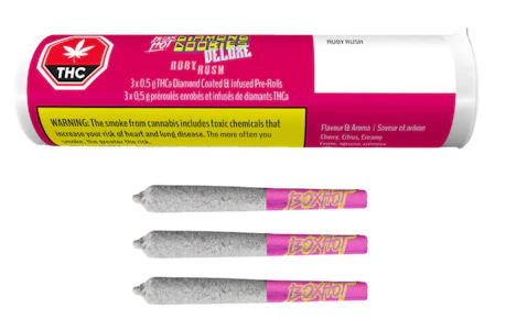 BoxHot - Diamond Doobies Deluxe Ruby Rush 3 x 0.5g Diamond Coated Infused Pre-Rolls