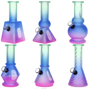 Humble and Fume - SeshGear Neon Ombre Glass Mini Water Pipe 6" Assorted Styles