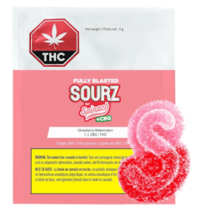 SOURZ by Spinach - Fully Blasted Strawberry Watermelon 1:1 CBG | THC 1pk soft chew - Spinach Sourz