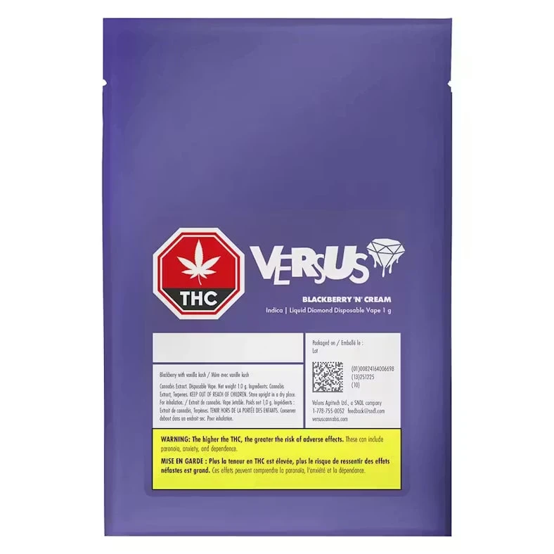 VALENS AGRITECH LTD. - Versus Blackberry N' Cream Liquid Diamond 1g Disposable Vape Main Image