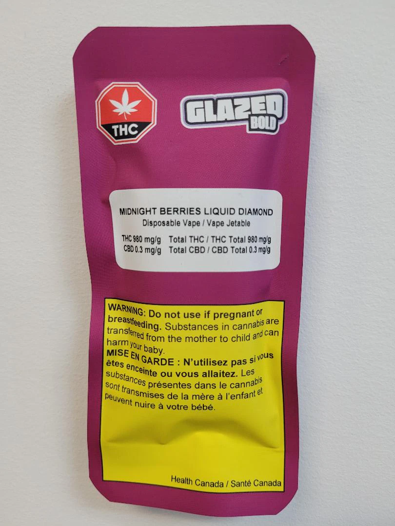 Bold Growth Inc. - Bold Glazed Midnight Berries Liquid Diamond 1g Disposable Vape Main Image