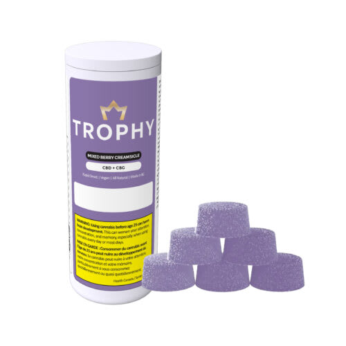 Trophy - Mixed Berry Creamsicle 20 x 5mg CBD 5mg CBN 6 Gram Gummies