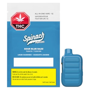 Spinach - Spinach Pufferz - Sour Blue Razz All-in-One Liquid Diamonds Vape 1g Disposable Pens
