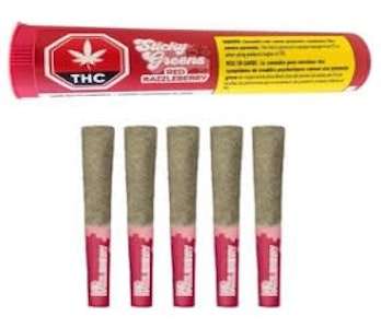 Sticky Greens - Red Razzleberry  Liquid Diamond Infused & Kief Coated 5 X 0.5g Pre-Rolls