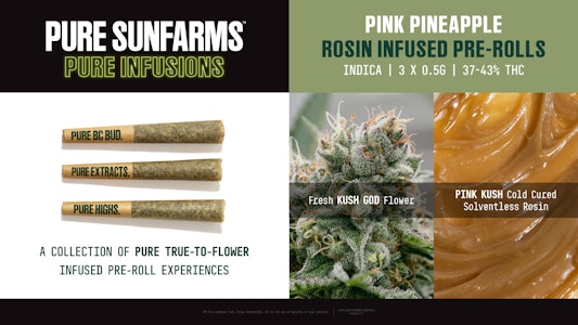 Pure Sunfarms - Pure Sunfarms Pink Pineapple 3 x 0.5g Rosin Infused Pre-Rolls