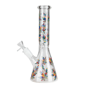 ONE - 10" Leaves Design Glass Beaker Bong