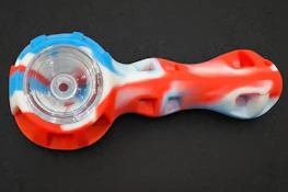 4 INCH SILICONE HAND PIPE- RED/BLUE/WHITE
