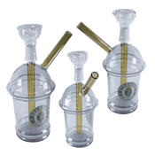 7" Starbuds Cup Design Water Pipe with Flower Bowl - SILVER