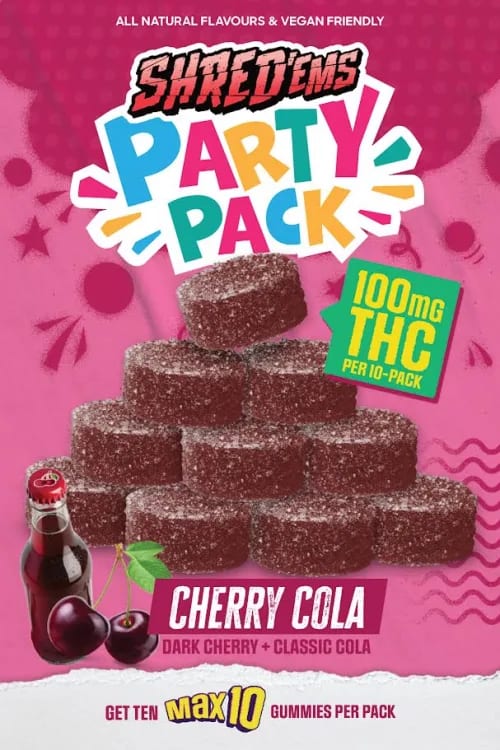 Multipack of 10 Cherry Cola MAX10 Party Pack Soft Chews by Shred'ems