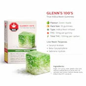 No.25 Glenns 100s True Indica Resin  Green Apple Carton 10x1 Pack Soft Chews