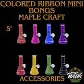 Assorted Colored Ribbon 5 Inches Mini Glass Bong (Maple Craft)
