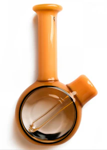 West Coast Gifts - Red Eye Glass 5" Tall Jade Yellow Lucid Bubbler w.Encalmo Tech Windows