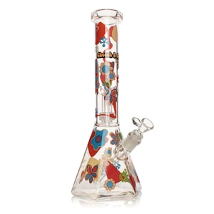 CHEECH & CHONG GLASS - 15" POWER TO THE FLOWER DUAL CHAMBER HEX BEAKER BONG - CLEAR
