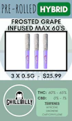 CHILLBILLY - 3PK MAX 60'S FROSTED GRAPE TRIPLE INFUSED PRS