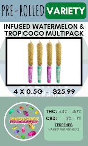 Rizzlers Twisters - RIZZLERS TWISTERS - 4PK WATERMELON + TROPICOCO MULTIPACK INFUSED PRS