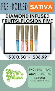 Sticky Greens - STICKY GREENS - 5PK FRUITSPLOSION FIVE DIAMOND INFUSED PRS