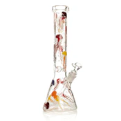 Red Eye Glass 15inch tall 7mm thick Jellyfish glow in the dark water pipe
