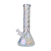 Twisted Iridescent Beaker Bong - 12 inch