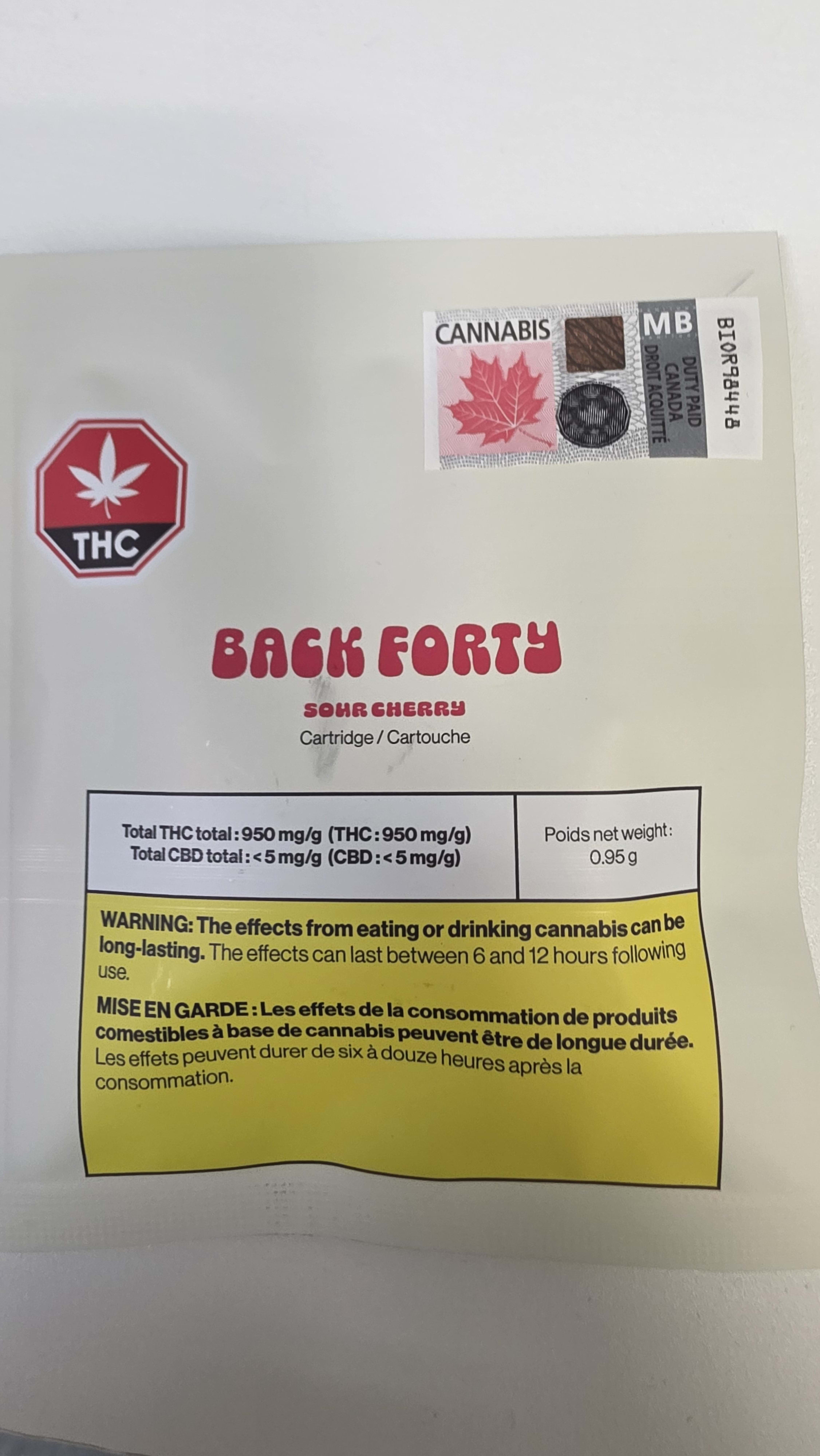 Back Forty Sour Cherry 0.95g Vape Cart