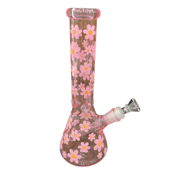 10" Cartoon Beaker Bong - Floral Pink