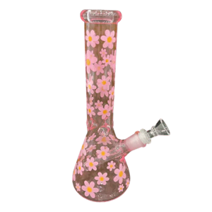 Lucx - 10" Cartoon Beaker Bong - Floral Pink
