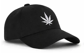 Embroidered Leaf Black Cap