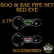 3.75" Boo & Bae Hand Pipe Set -Pack of 2 (Red Eye Glass)