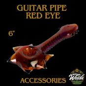 6" Guitar Hand Pipe (Red Eye Glass)