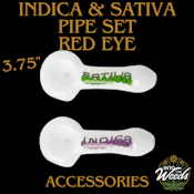 3.75" Indica & Sativa Hand Pipe Set - Pack of 2 (Red Eye Glass)