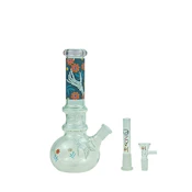 9" SKULL HAND & FLOWER BUBBLE BASE - PINK