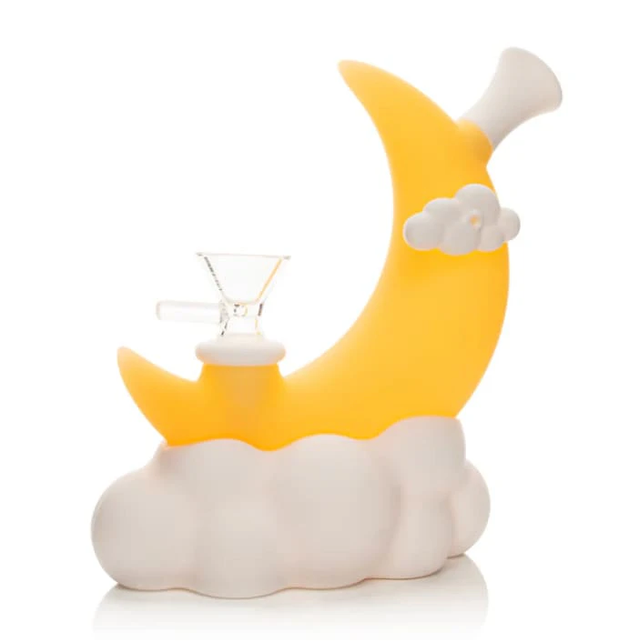 Lit Silicone - Lit Silicone 6.5" Glow-In-The-Dark Moon Water Pipe Main Image