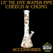 15" 7mm Thick Tie Dye Glow-in-the-Dark Water Pipe by Cheech & Chong Glass