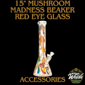 15" Glow-in-the-Dark Mushroom Magic Beaker Base (Red Eye Glass)