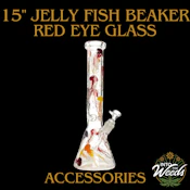 15" Jellyfish Glow-in-the-Dark Water Pipe ( Red Eye Glass)