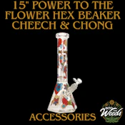 15" Power to the Flower Hex Beaker Base Water Pipe - Clear